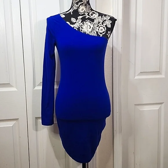 Forever 21 | Dresses | Forever 2 Royal Blue One Sleeve Asymmetrical Dress M  | Poshmark